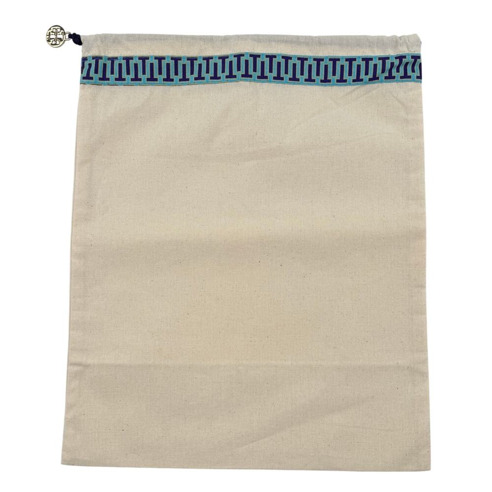 Tory Burch Canvas Dust Bag Travel Storage Pouch 12x15 Logo Drawstring